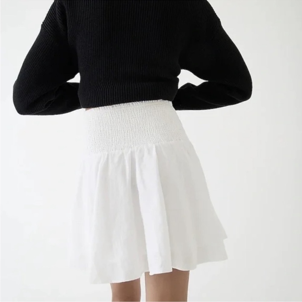 J. Crew Smocked Waist Linen Mini Skirt - Picture 2 of 6